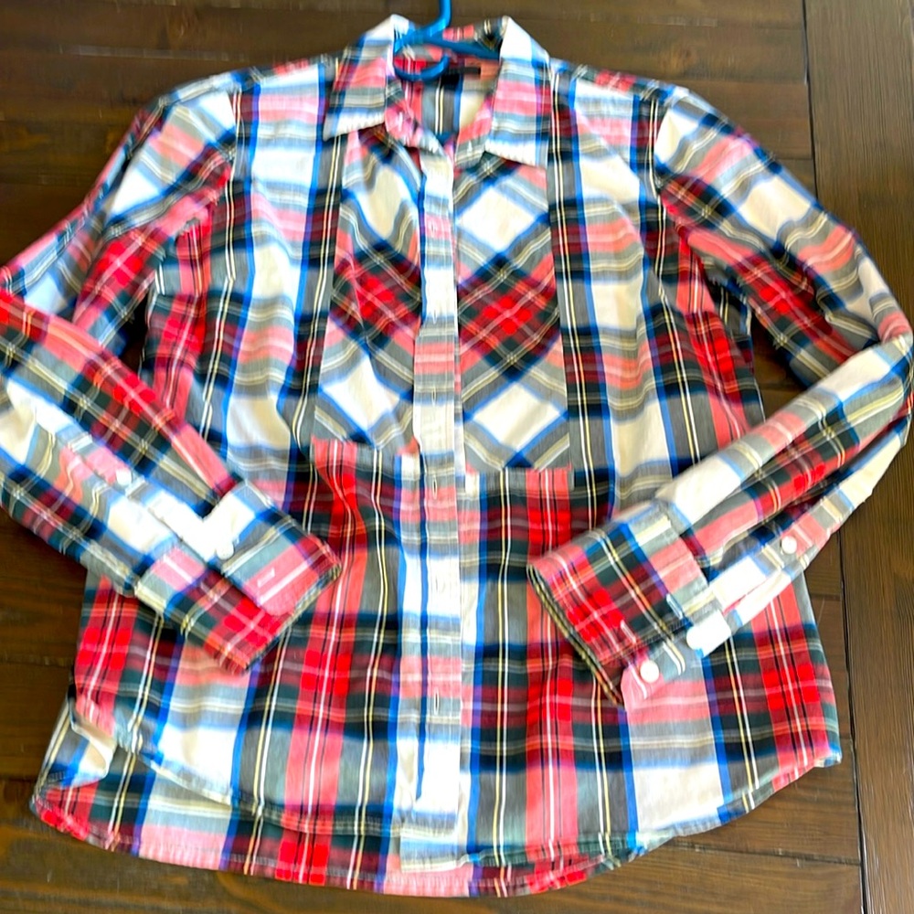 J Crew Plaid button down Tartan
